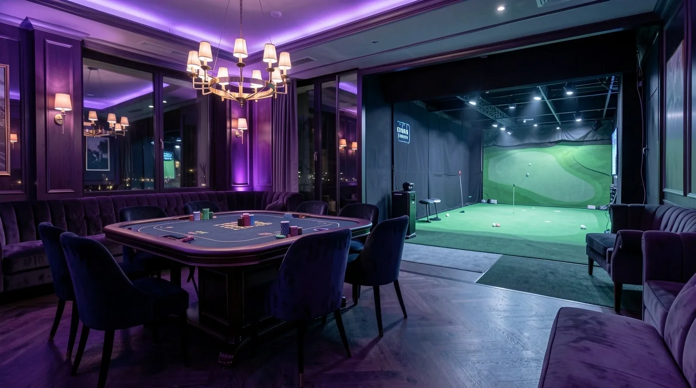 Poker lounge Riandil o wieczornym świetle