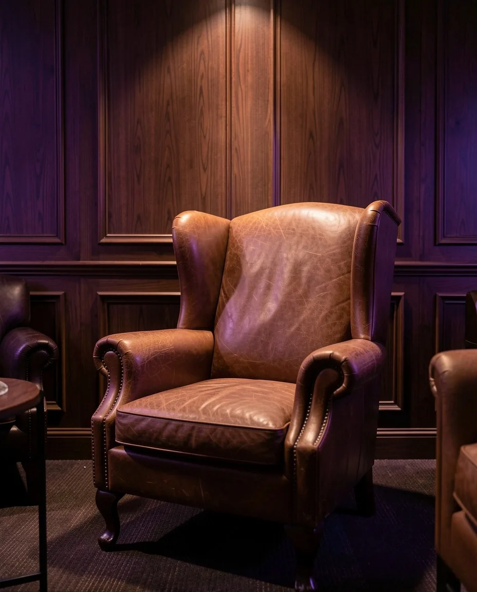 Fotel skórzany w lounge